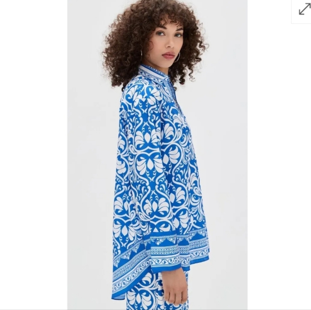 Alice + Olivia Oversize Button Front Mixed Print Kiva Shirt - Picture 5 of 9